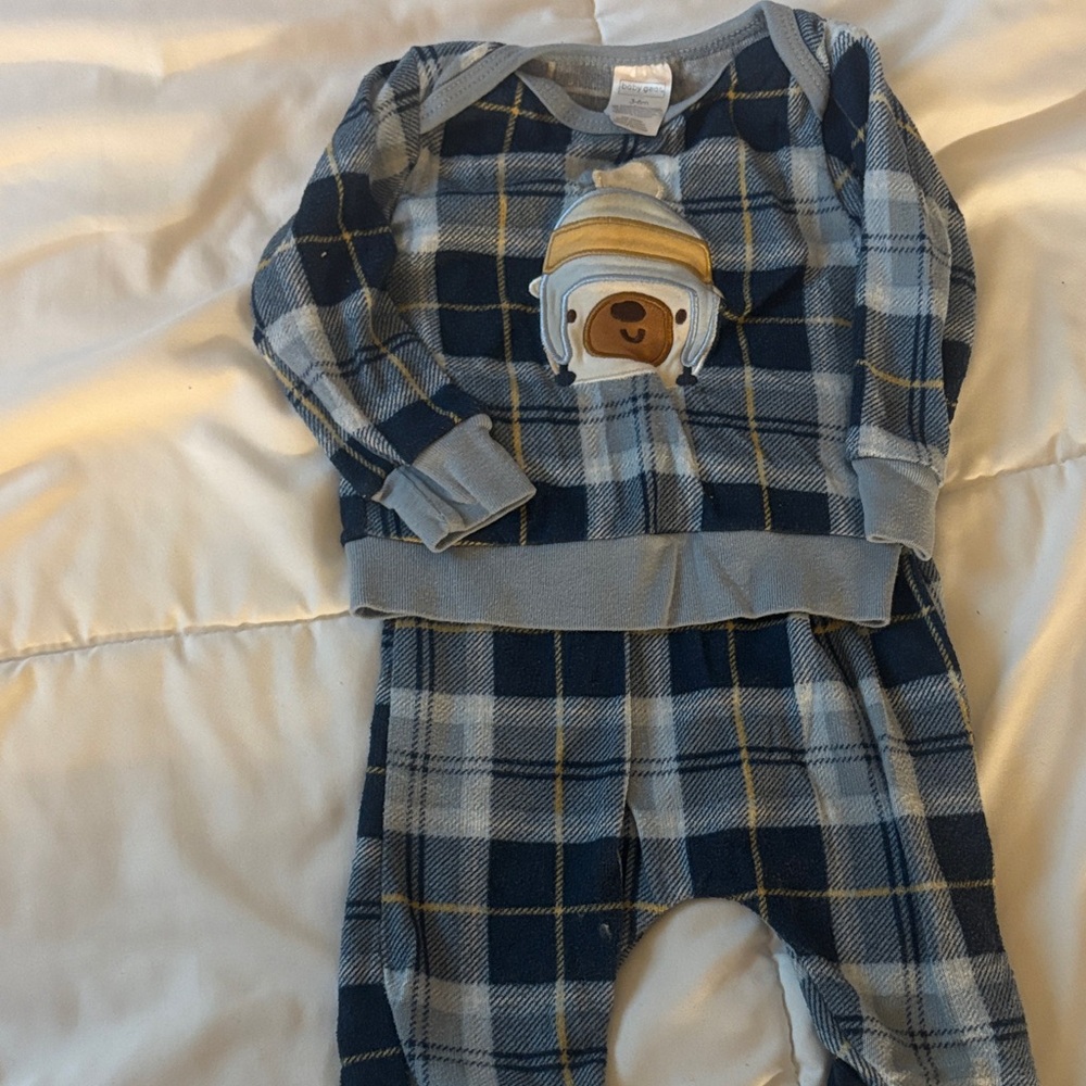 Baby Gear Blue Plaid Bear Matching Set